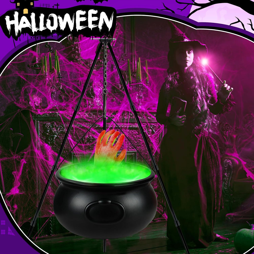 Halloween Decorations Outdoor, 12.6” Large Witches Cauldron Kettle on Tripod ...