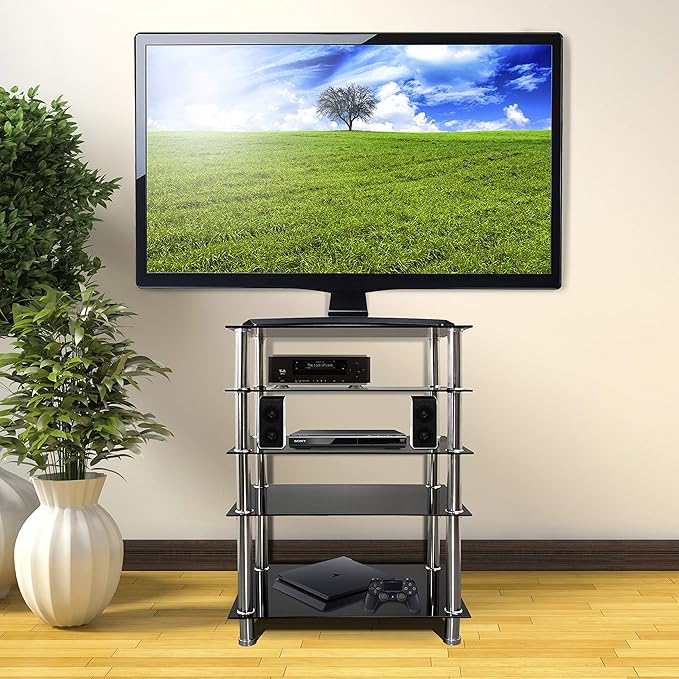 Mount-It! Tempered Glass AV Component Media Stand, Audio Tower and Media Center