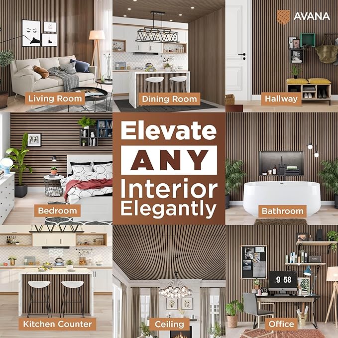 Avana Acoustic Wood Wall Panels – 47.2 X 12.6 Inch Smoke Walnut Acoustic Panels (2 PCs)