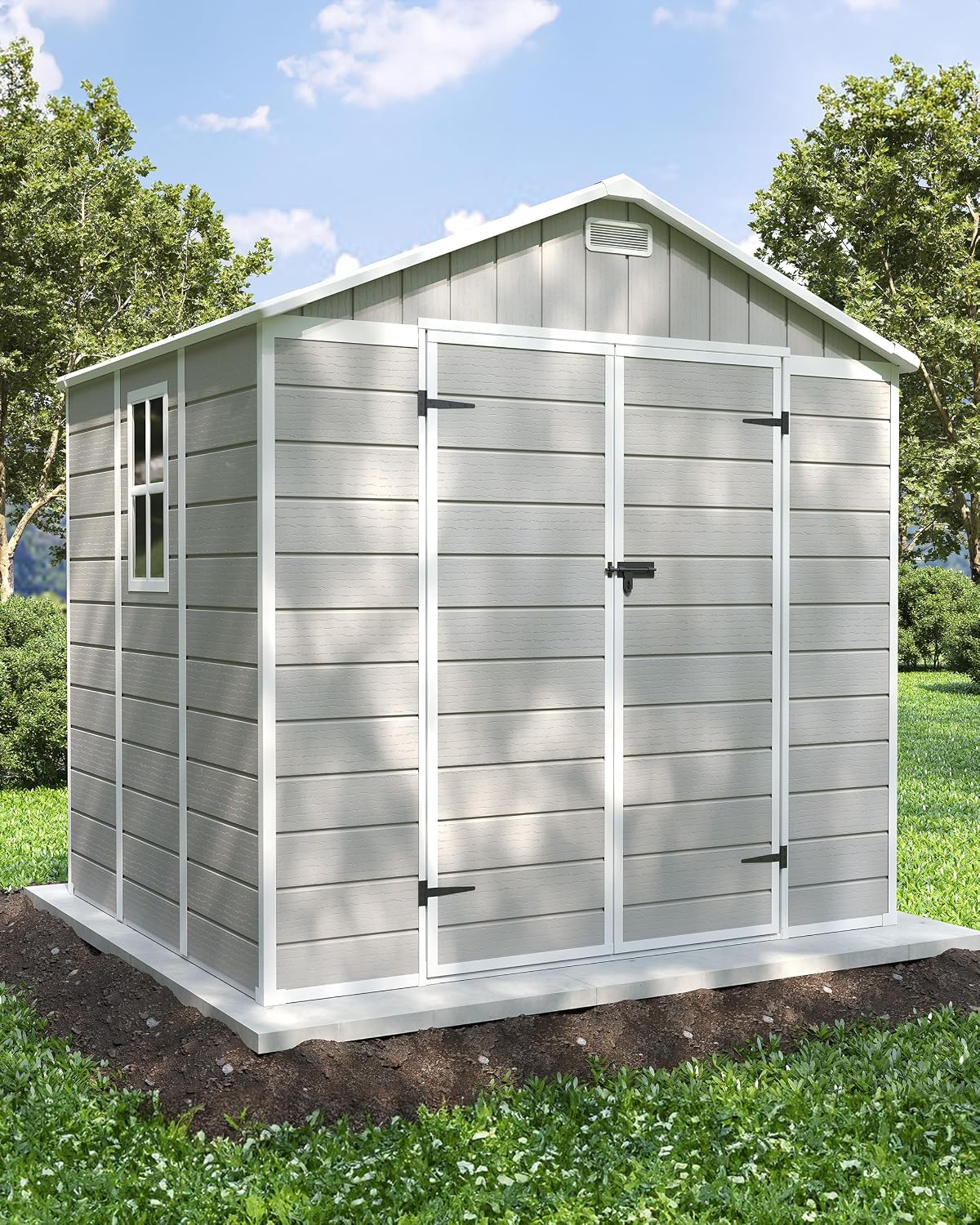 amopatio 8x6 ft storage shed with floor included, package contents