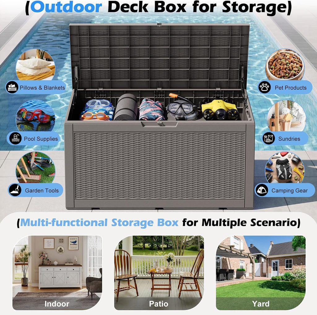 outdoor storage box waterproof, 110 gallon deck box, close-up detail
