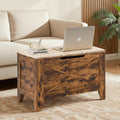 VECELO 30" Storage Bench with Handwoven Wicker Cushion, Lift Top Shoe Bench with Safety Hinges, Ideal for Entryway, Bedroom, Living Room, Brown