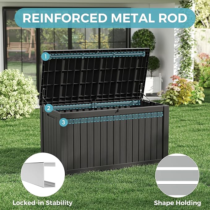 NUNU LAB 180 Gallon Outdoor Storage Box Waterproof, Outside Package Delivery