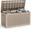 PatioZen 150 Gallon Resin Deck Box, Lockable Patio Outdoor Storage Box for Furniture, Garden Tools and Tools Storage, Waterproof Outside Storage Boxes - Grey