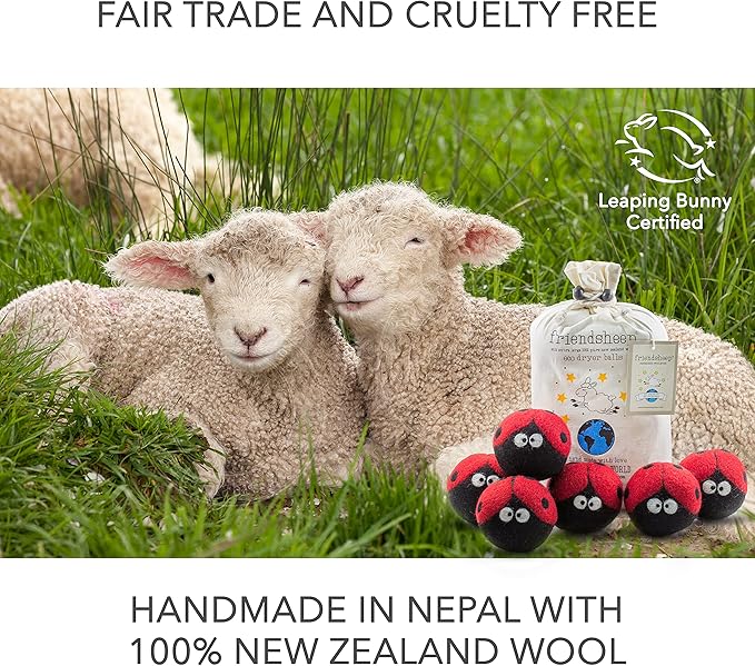 Friendsheep Wool Dryer Balls, Organic Reusable Fabric Softener Alternative (6 Pack)