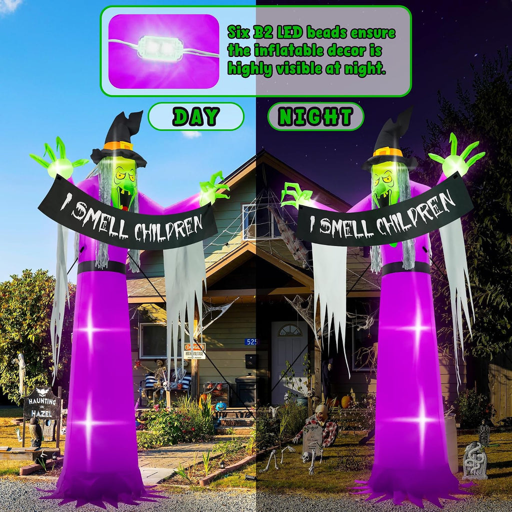 13FT Halloween Outdoor Inflatables, Large Scary Blow Up Witch Yard Decor