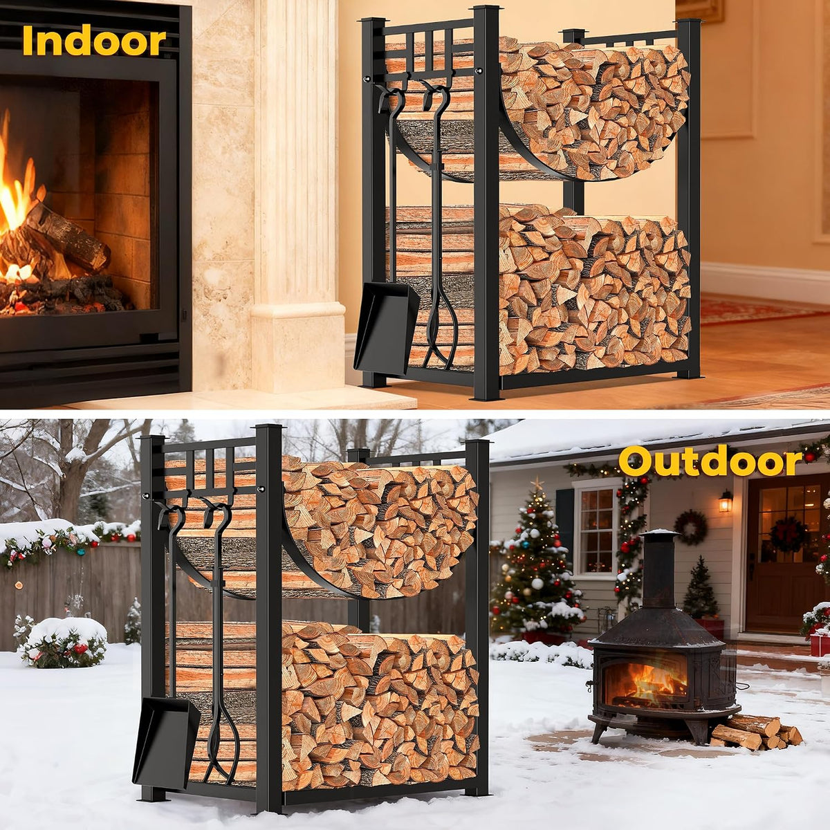 amagabeli garden & home 32in large firewood rack, package contents