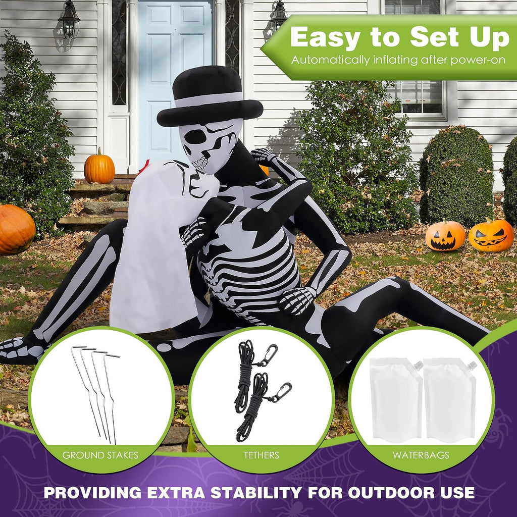 ZPISF 8.5 FT Giant Halloween Inflatables Cuddling Skeleton Couple