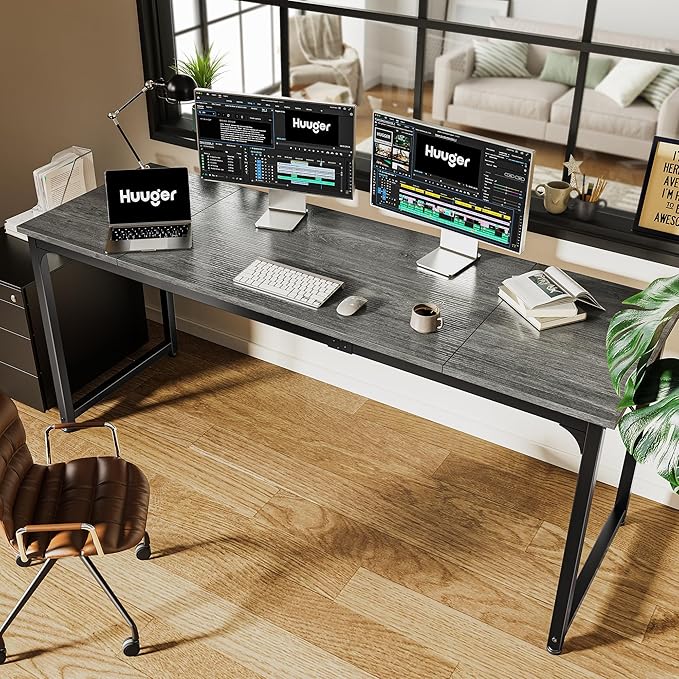Huuger Computer Desk, 70 Inch Office Desk, Gaming Desk