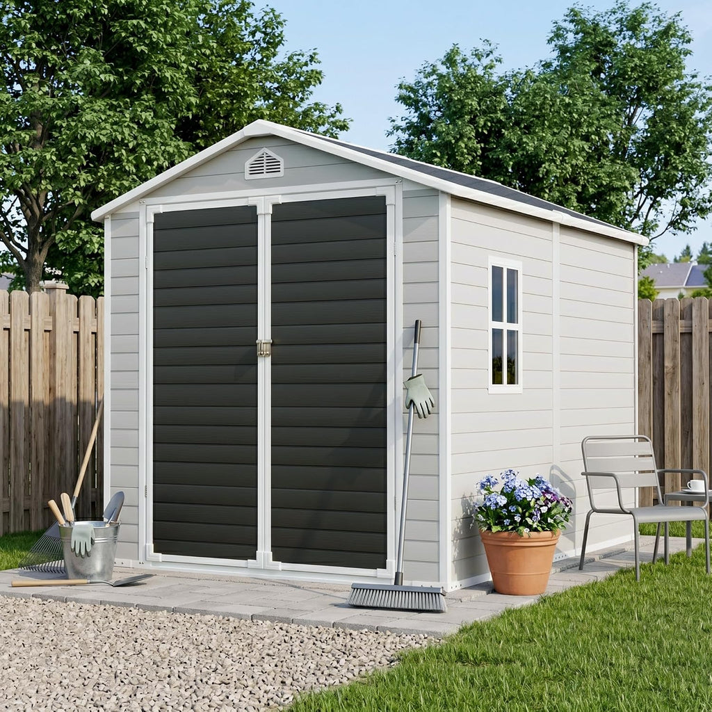 Restland 6x8 FT Resin Storage Shed with Floor & Windows