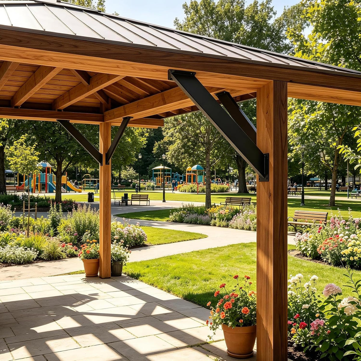 45 degree angle support brackets for pergola,gazebos shown in use