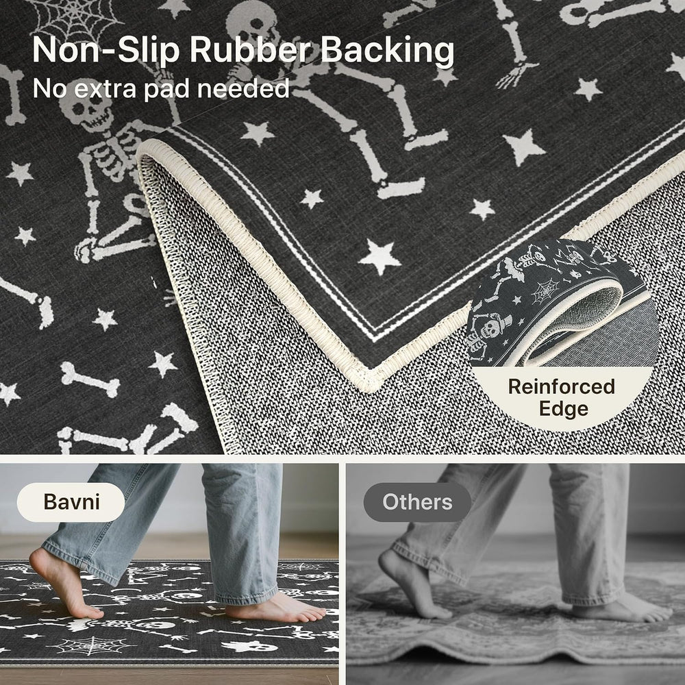 Bavni 2X6 Inch Halloween Dancing Skeletons Runner Rug for Kitchen