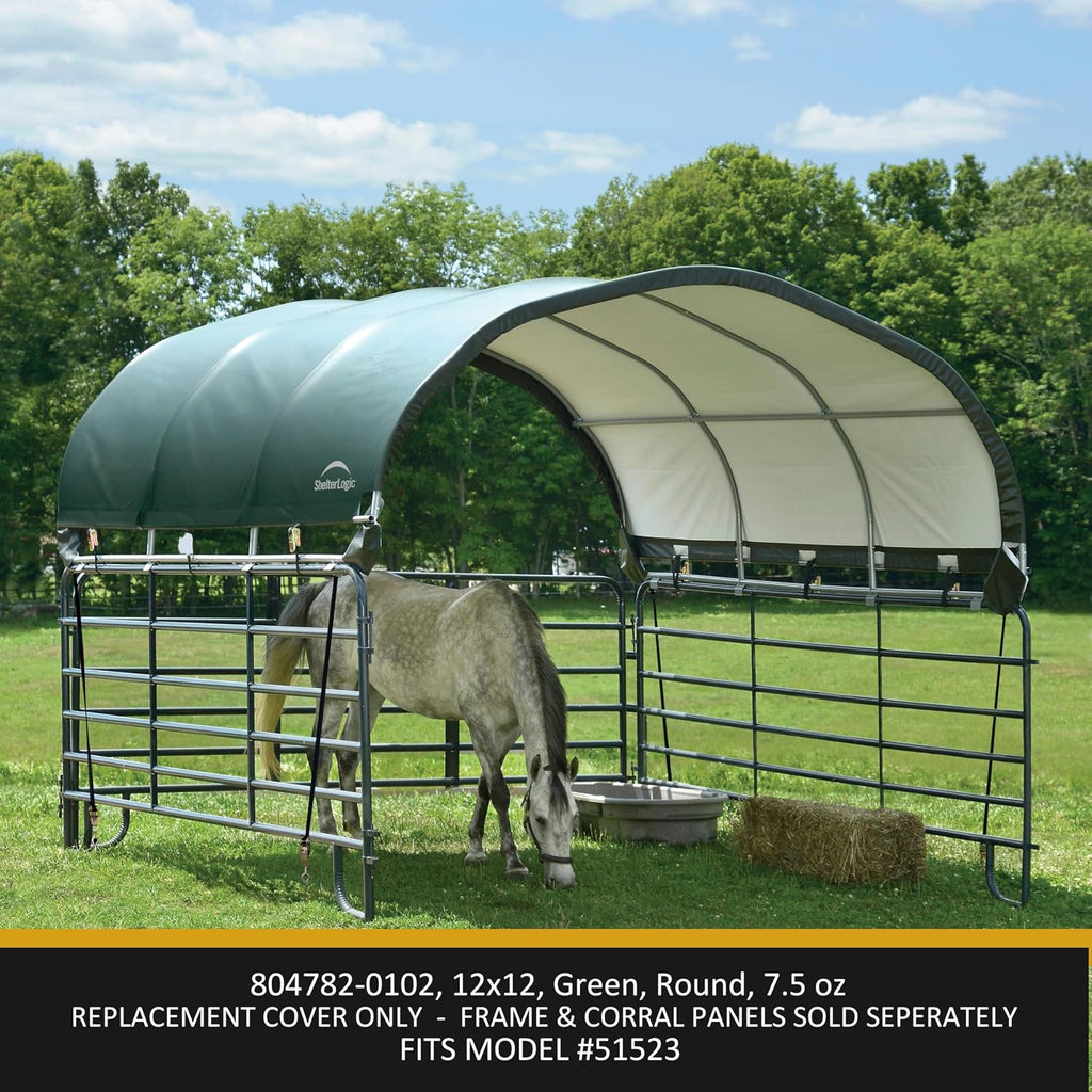 shelterlogic standard replacement cover 804782-0102, 7.5oz, green for shown in use