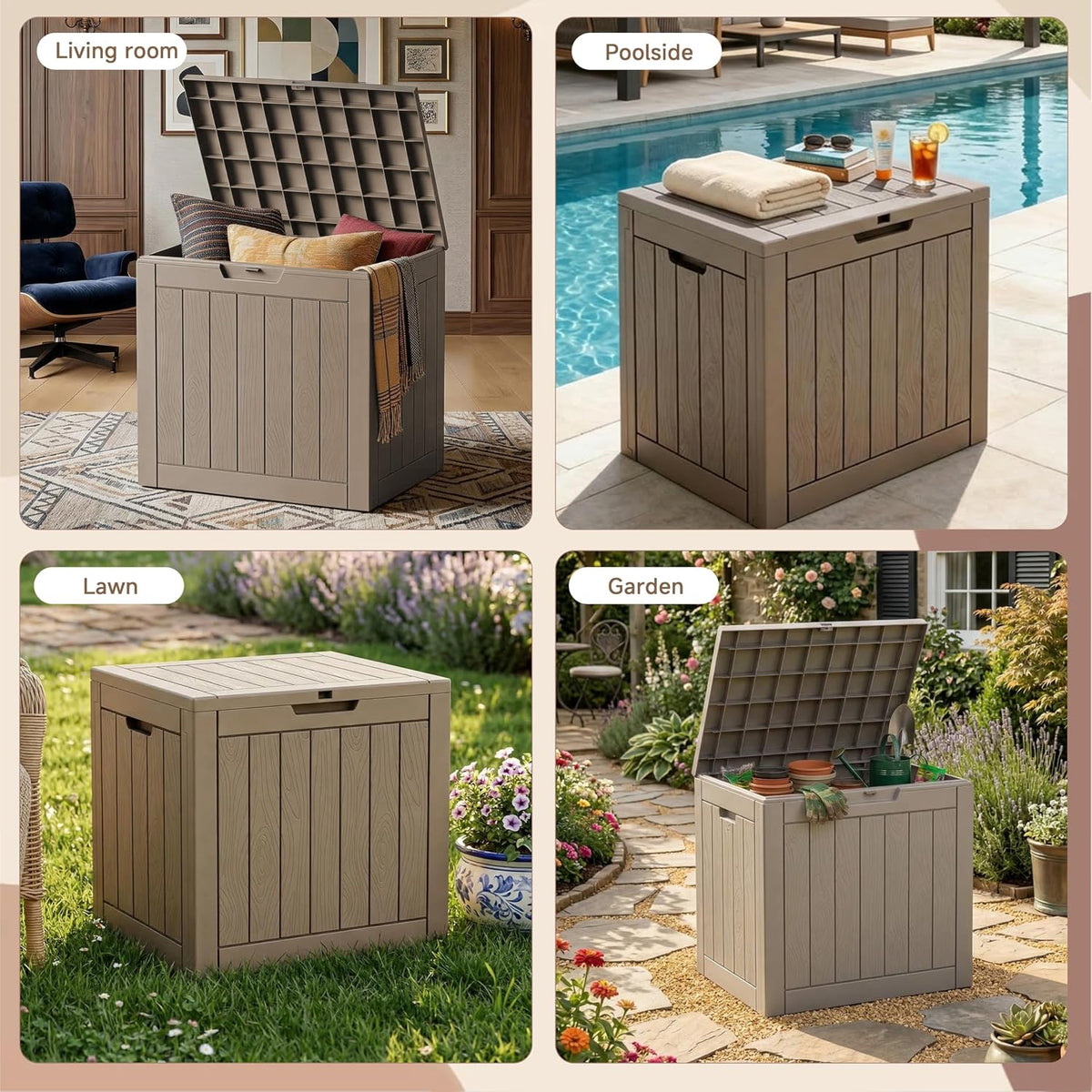 easyup 40 gallon outdoor storage box, grey showing dimensions
