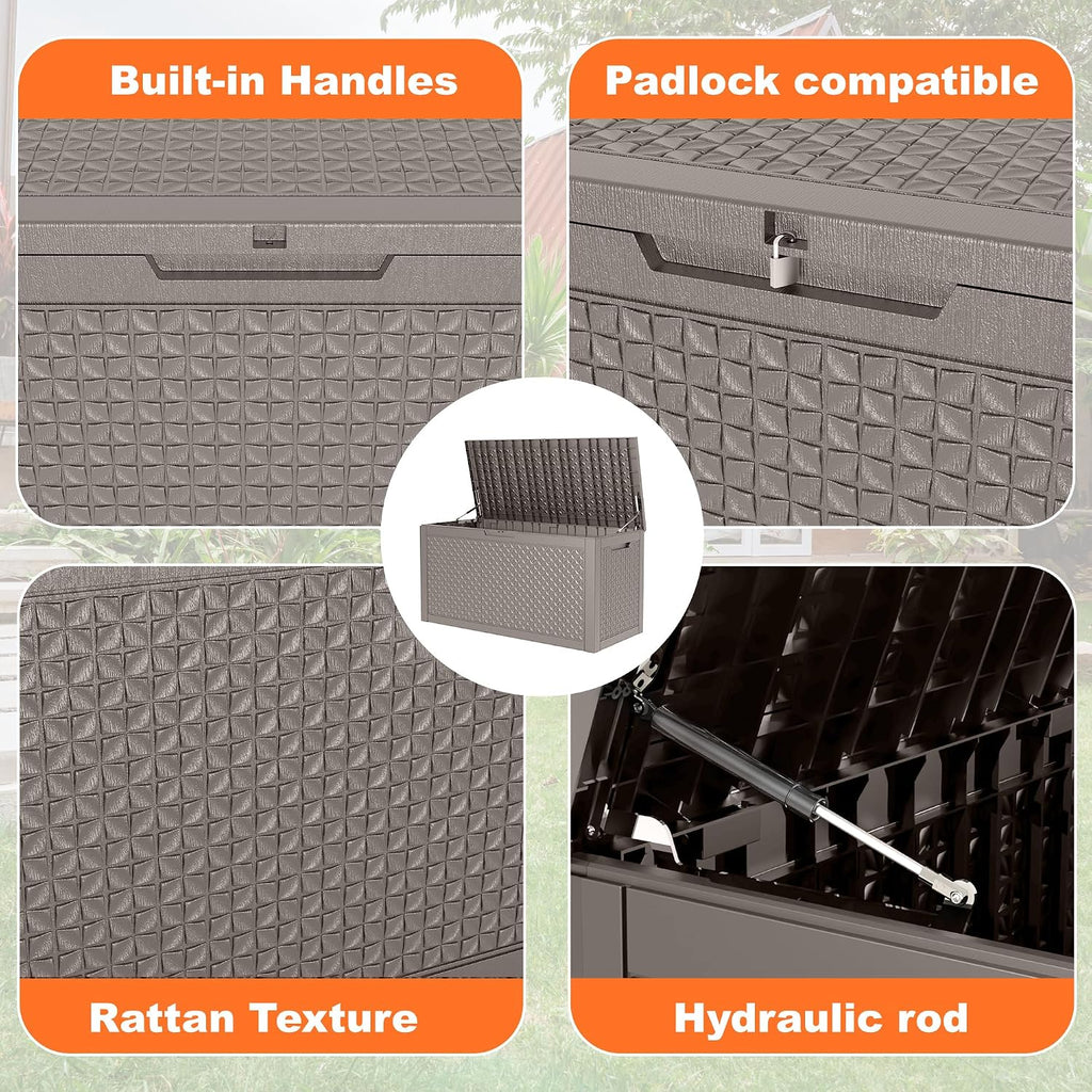 121 gallon outdoor storage box - deck box, side view