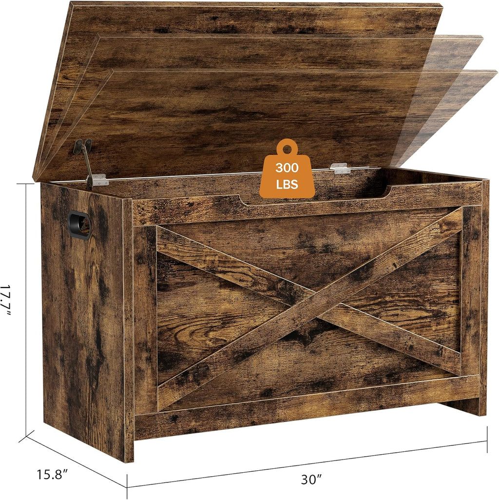 garveehome 30 in storage chest, wooden storage bench, close-up detail