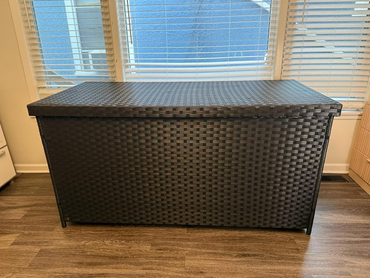 DWVO 260 Gallon Deck Box, XXL All-Weather Wicker Outdoor Storage Box