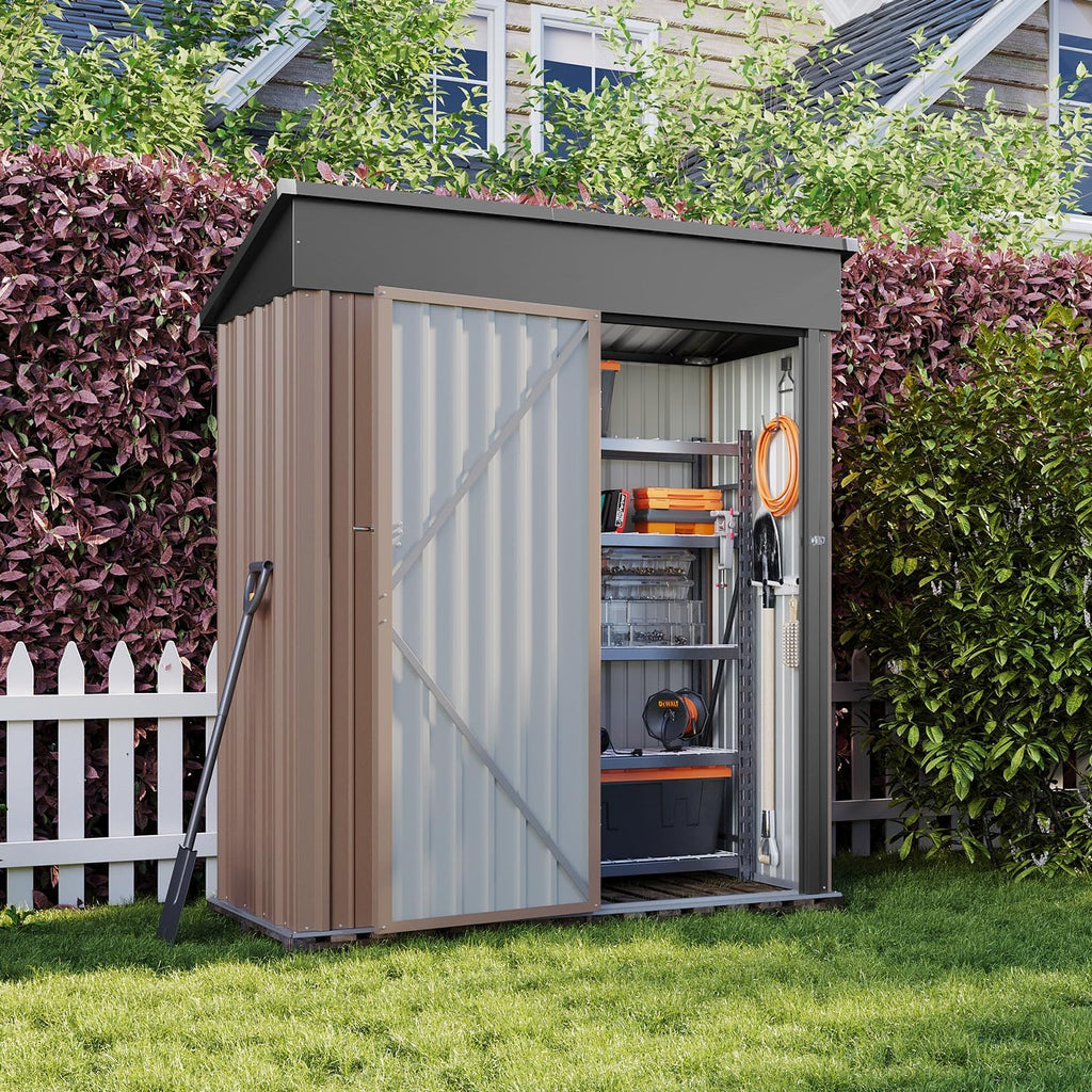Aoxun 5x2.7 FT Shed Outdoor Storage Shed Brown