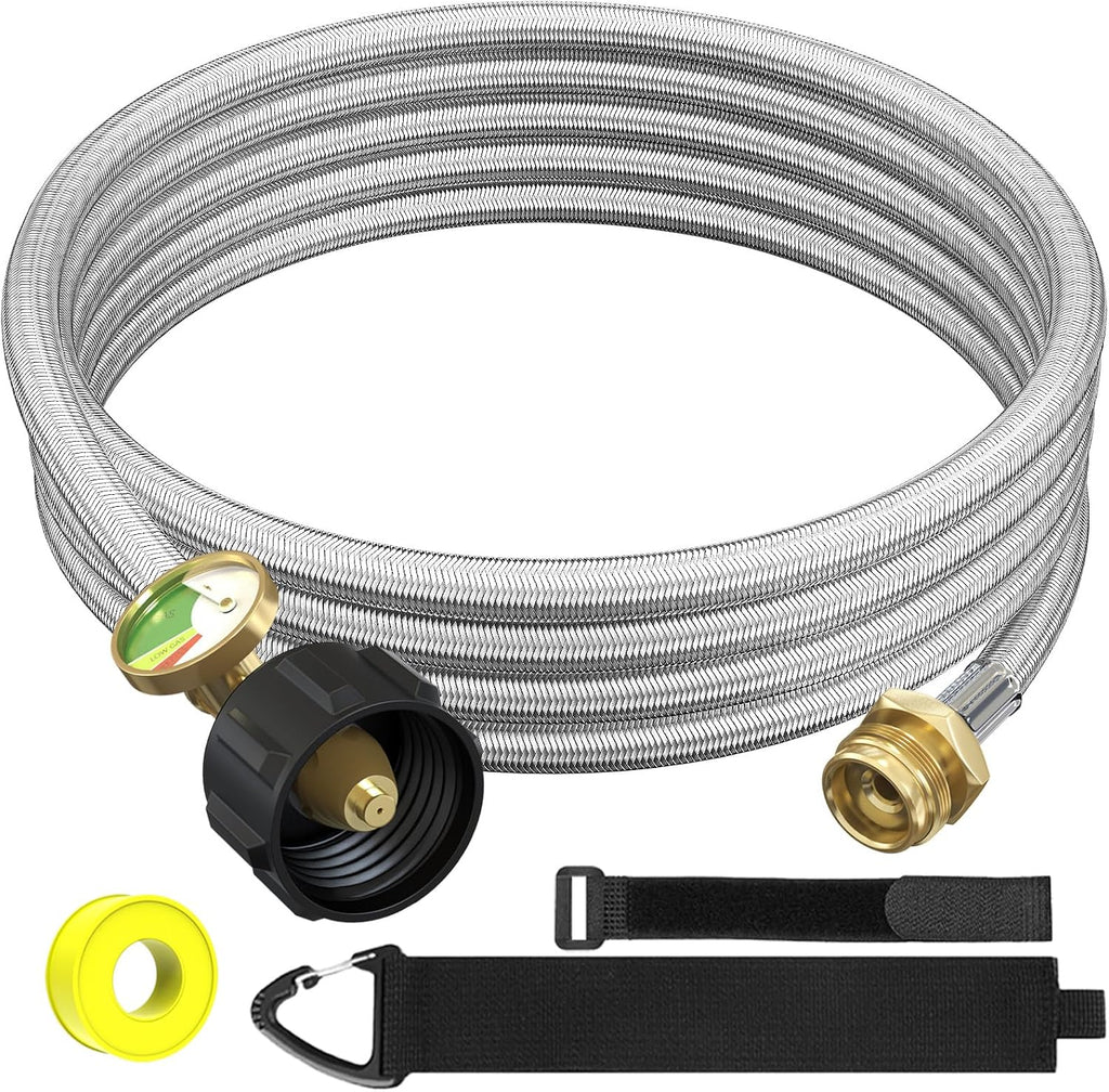 NQN 12FT Stainless Braided Propane Adapter Hose
