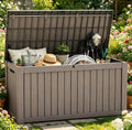 Outdoor Storage Box Resin Deck Box Waterproof Gray Brown 270 Gallon