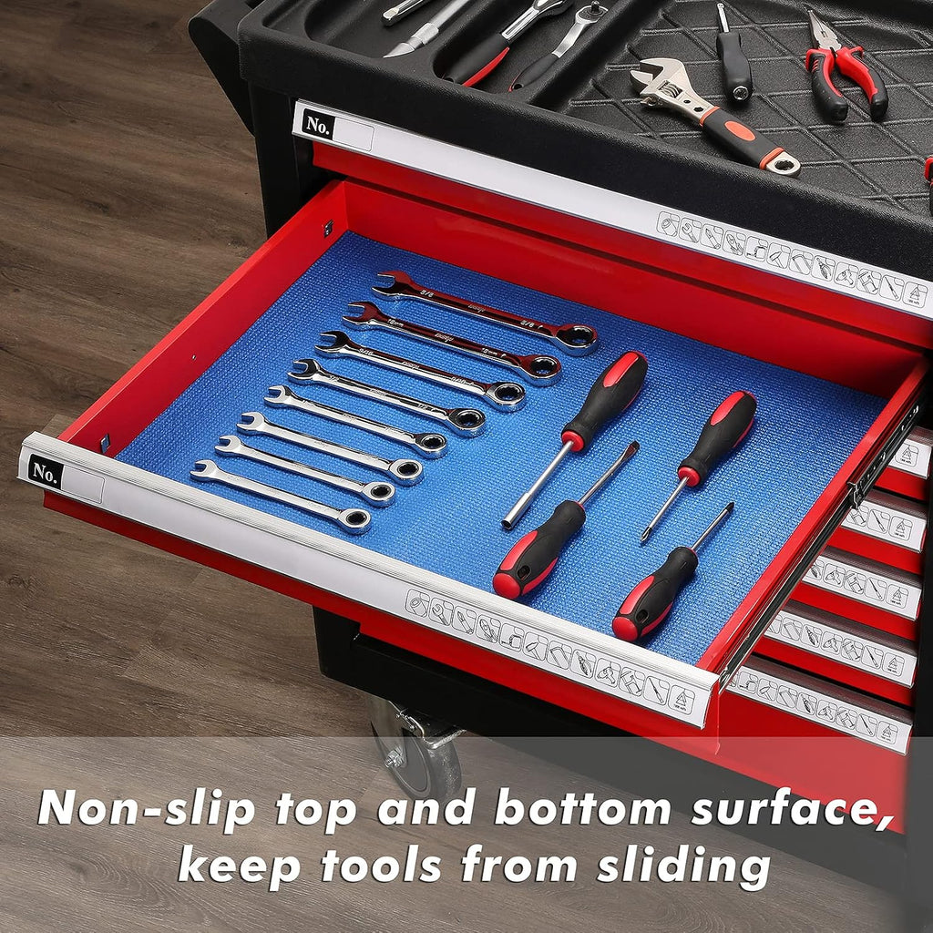 casoman professional tool box and drawer liner, blue on a desk or shelf