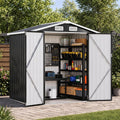 6x4FT Outdoor Storage Shed, Tool Shed with Sloping Roof and Lockable Door, Galvanized Metal Shed for Backyard Garden Patio Lawn, Black