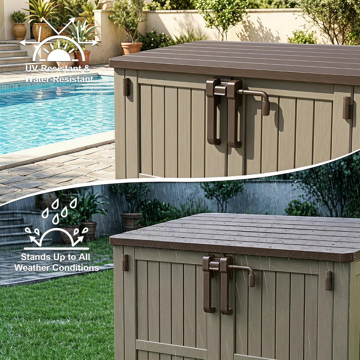 outdoor storage box & cabinet 36 cu ft, close-up detail