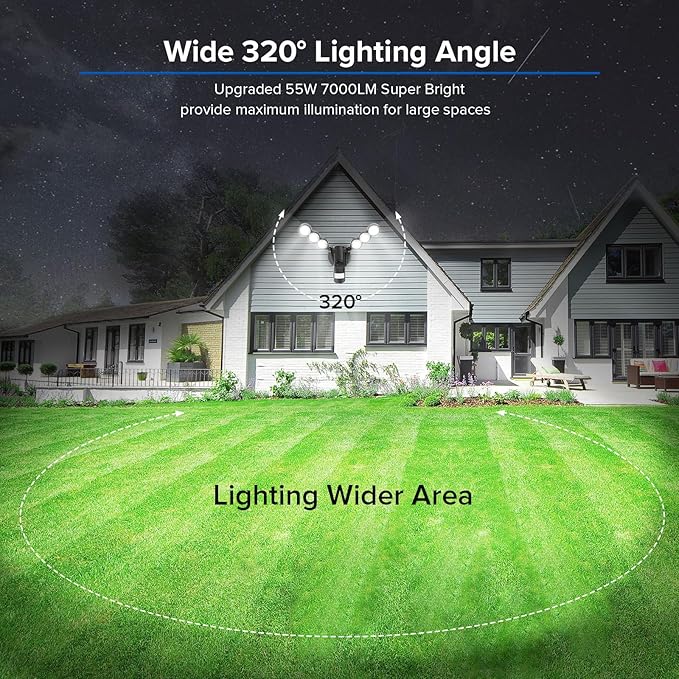 SANSI 55W 7000LM Motion Sensor Outdoor Security Lights, Super Bright 5000K Dusk