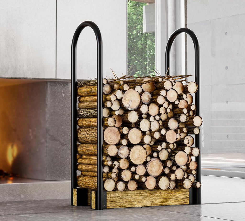 Fire Beauty Adjustable Firewood Rack, Indoor Outdoor Log Holder Storage