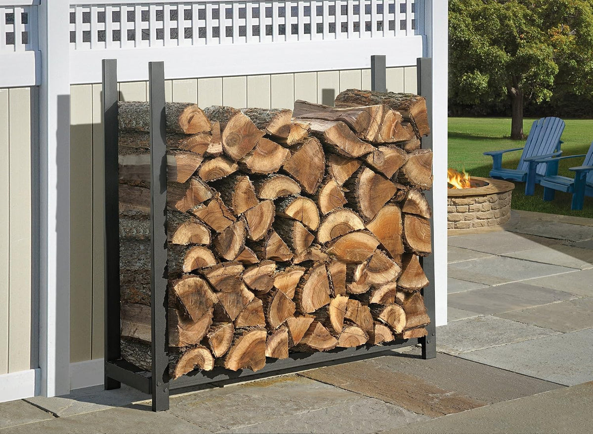 shelterlogic 4' firewood-rack-in-a-box all-season ultra duty steel premium, side view