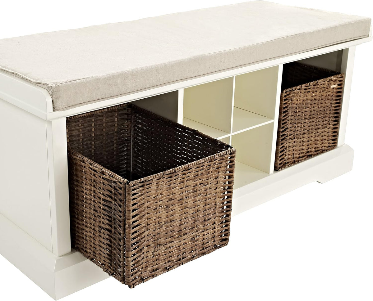 crosley furniture brennan entryway bench, shoe rack showing dimensions