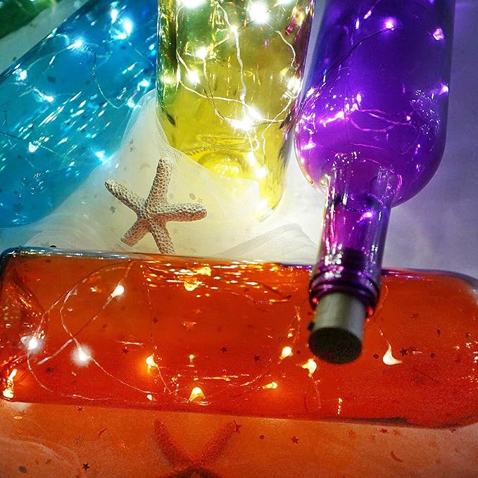 Wine Bottle Lights with Cork, Battery Operated 30 Pack 20 LED Cork Shape Silver Wire Fairy Mini String Lights(No Bottles) for DIY, Party, Decor, Christmas, Halloween,Wedding (30, Cool White)