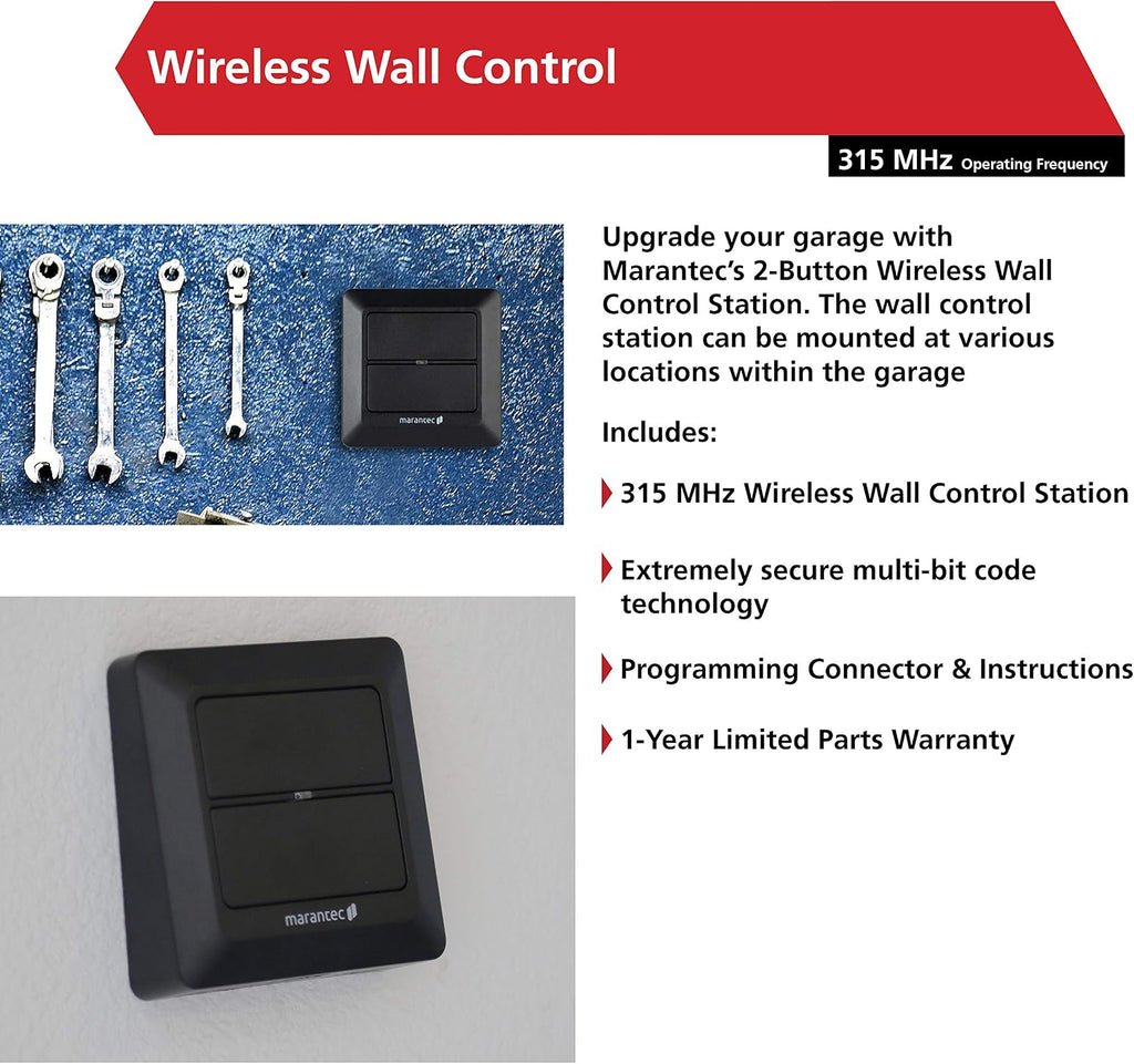 marantec garage door wall control unit- 315 mhz shown in use
