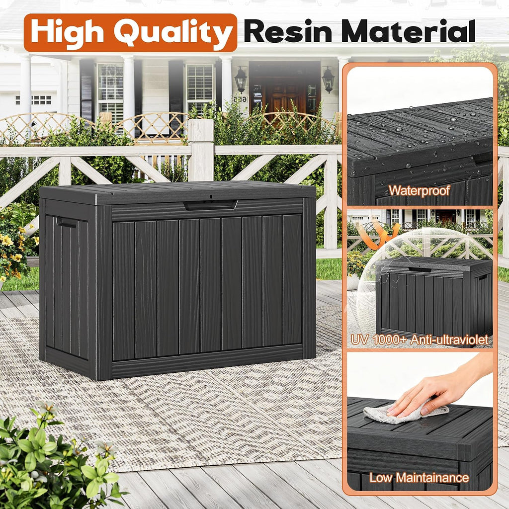 outdoor storage box, resin deck boxes outdoor, waterproof, close-up detail