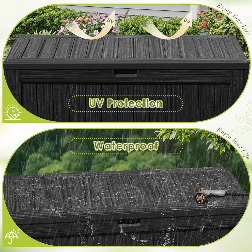 devoko 125 gallon outdoor storage box, waterproof resin, package contents