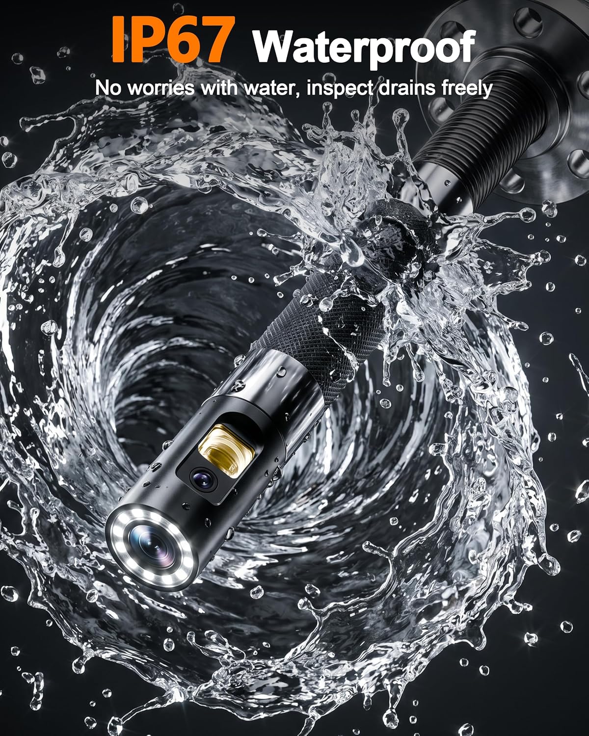 0.24“ ultra-slim borescope, two-way&dual lens endoscope,1080p borescope camera showing dimensions