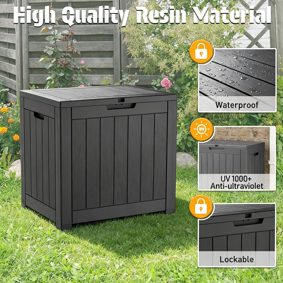33 gal outdoor storage box waterproof lockable,deck box, package contents