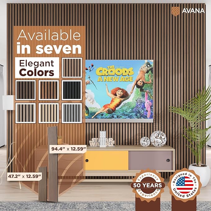 Avana Acoustic Wood Wall Panels – 47.2 X 12.6 Inch Smoke Walnut Acoustic Panels (2 PCs)