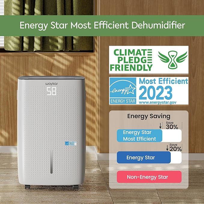 Waykar 150 Pints 7, 000 Sq. Ft Energy Star Dehumidifier