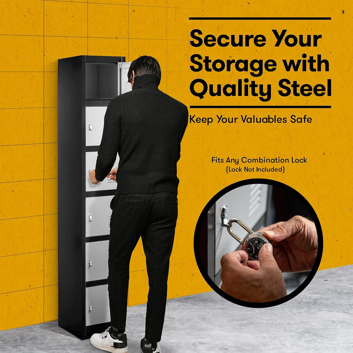 locker storage cabinet - 6 metal wall lockers, package contents