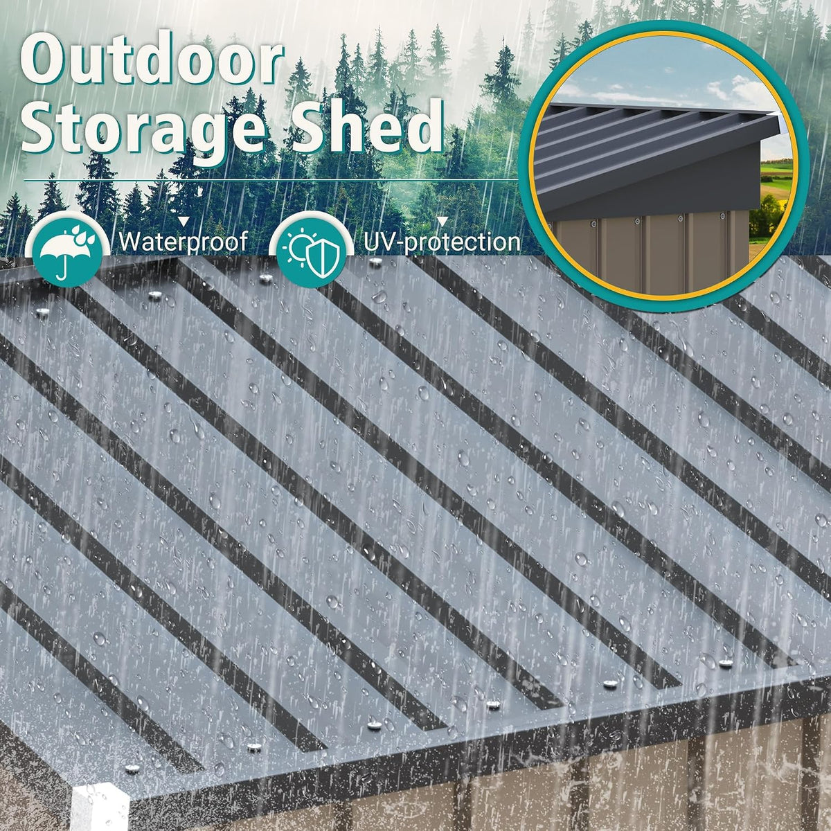 gunji 5 x 3 ft shed outdoor storage, side view