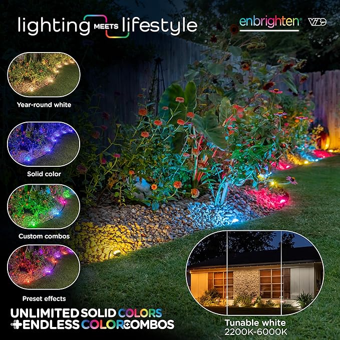 Enbrighten Vibe Eternity Landscape Lights, 8 RGBWIC LEDs, Weatherproof