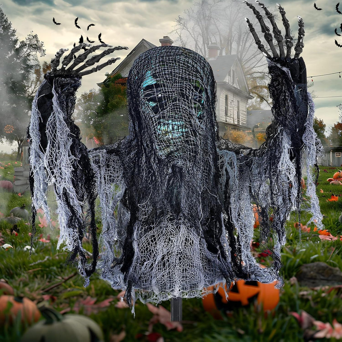Talking Zombie Groundbreaker Halloween Animatronic with Red Eyes