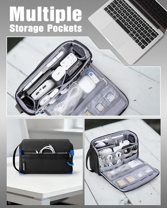 Electronics Organizer Travel Case, Water Resistant Tech Bag Charger Pouch