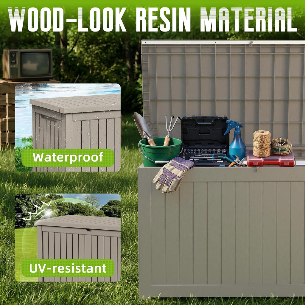 drato 310 gallon deck boxes outdoor waterproof, large, side view