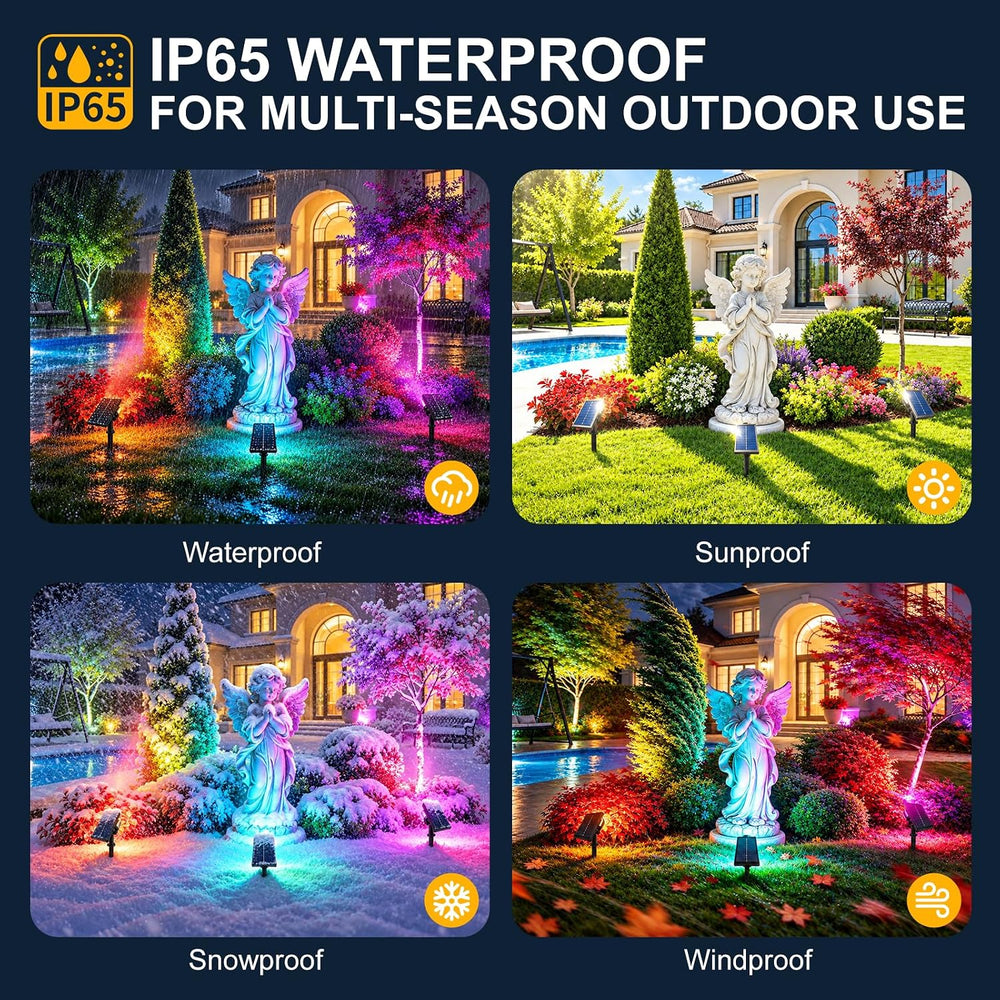 Solar Spot Lights Outdoor Waterproof,8 Modes RGB Halloween Spotlights 6Pack