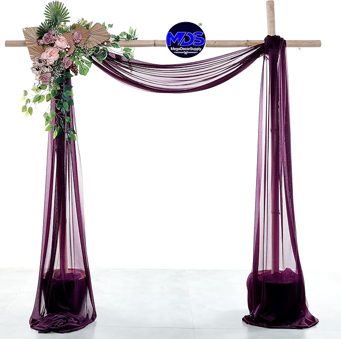 MDS Halloween Chiffon Draping Fabric - 2 Panel, 30" Wide x 40ft Long - Sheer Spooky Arbor & Canopy Drapery for Haunted House Backdrops, Party Ceilings, DIY Costumes & Themed Events - Eggplant (Pack of 2)