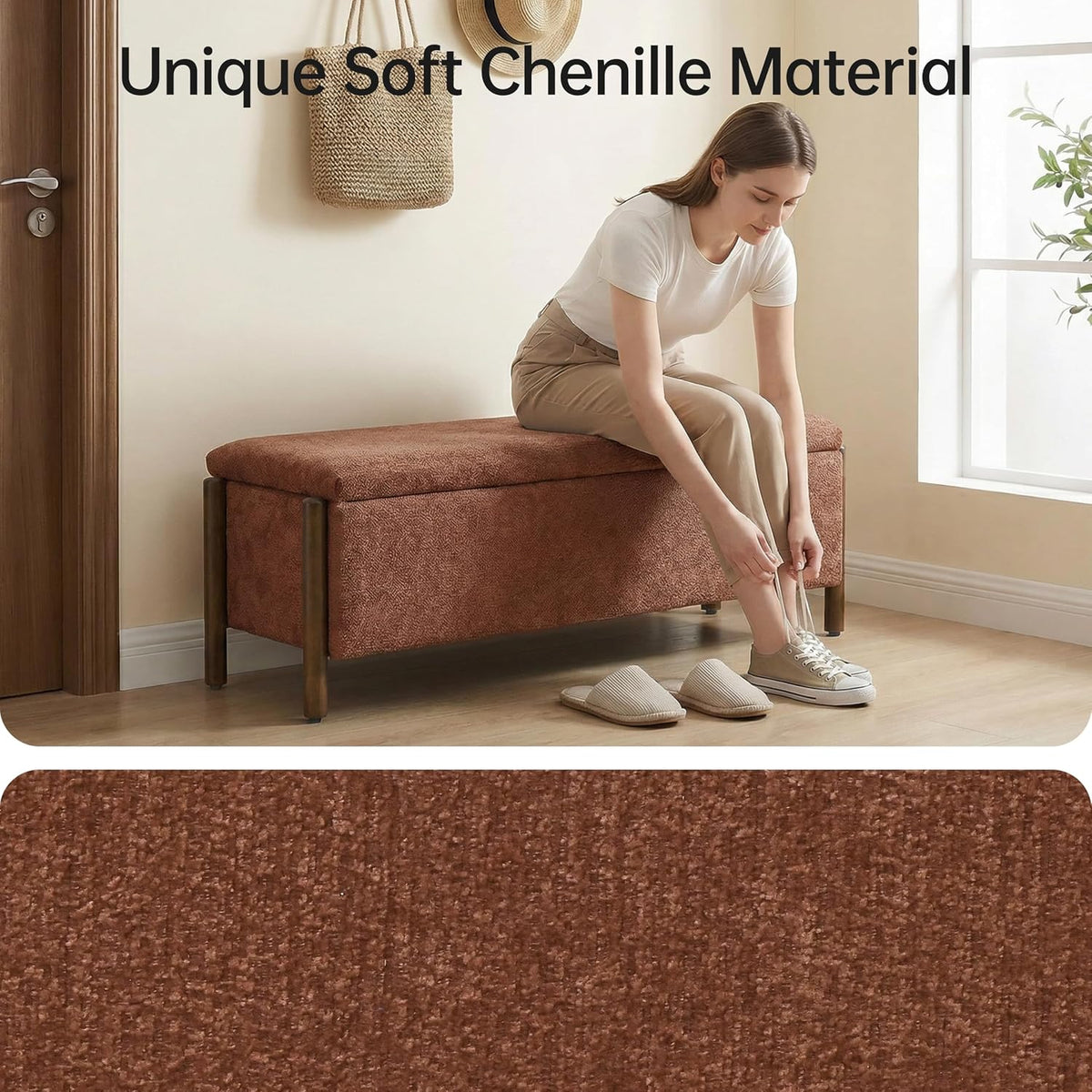 usaint 47" fabric upholstered end of bed storage, package contents