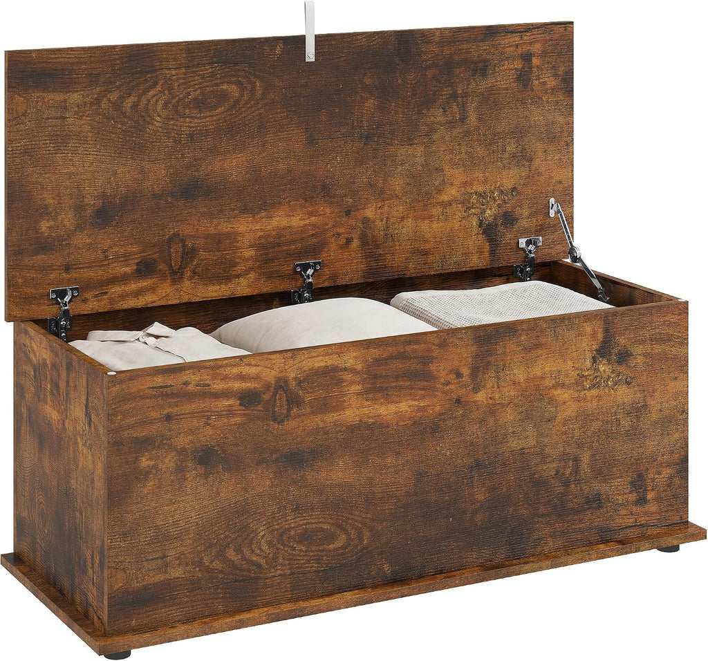HOMCOM 39.4" Modern Storage Chest, Lift Top Storage Bench, Rustic Brown