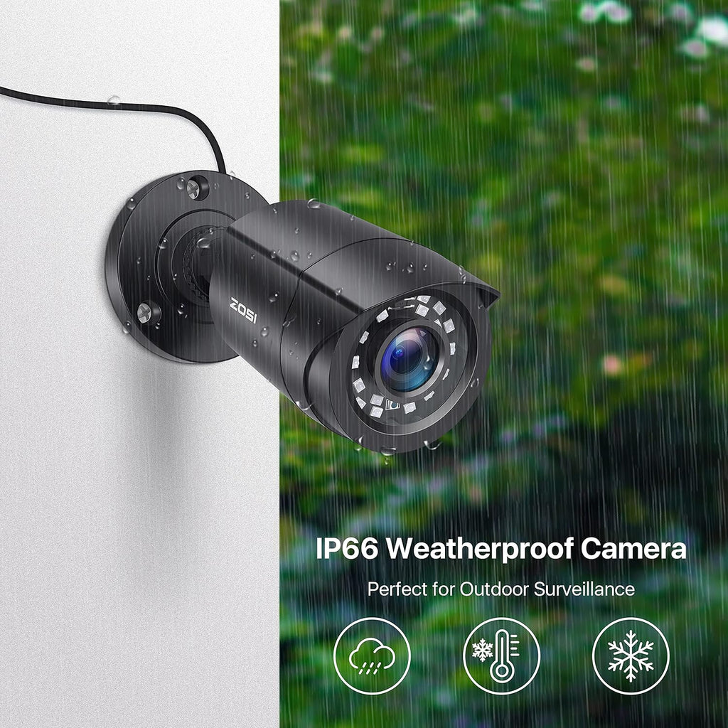 zosi 4 pack 1080p hd tvi wired security, side view